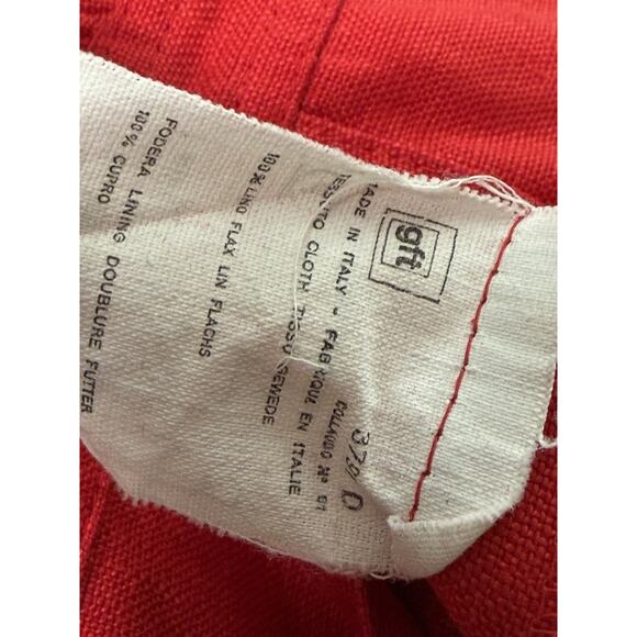 Vintage Valentino Miss V Red Gold Button Down Dress 100% Linen Size 46 Italy - Picture 6 of 6